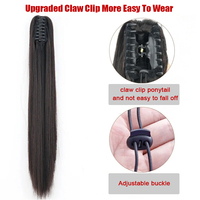 Queue de cheval Extension de cheveux 24 pouces cheveux queue de cheval droite envelopper Clip en queue de cheval morceau de cheveux pour les femmes quotidien moelleux queue de cheval