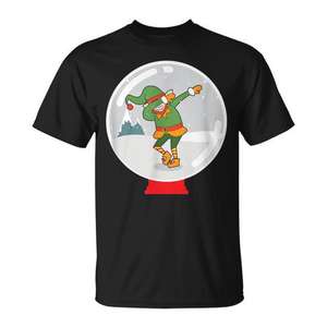 T-shirt promotionnel pour enfants avec motif de lutin dansant dans une boule de neige de Noël - Product Image 1
