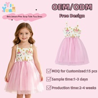 Robe en tulle licorne fantaisie à bretelles spaghetti pour filles, idéale pour les jeux d'imitation, les fêtes, les activités de jardin et les sorties estivales