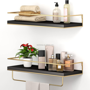 Set di 2 Mensole da Parete con <span class=keywords><strong>Portasciugamani</strong></span>, Scaffali Decorativi <span class=keywords><strong>per</strong></span> <span class=keywords><strong>Bagno</strong></span>, Mensole Fluttuanti <span class=keywords><strong>per</strong></span> Arredamento Cucina - Product Image 5