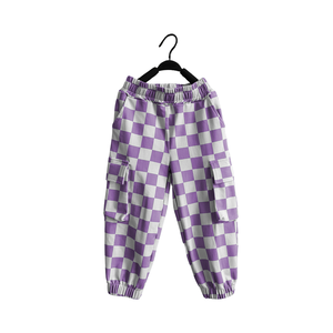 Pantalon <span class=keywords><strong>cargo</strong></span> à carreaux noirs et blancs avec poches pour garçons pantalon de jogging pour enfants vente en gros - Product Image 6