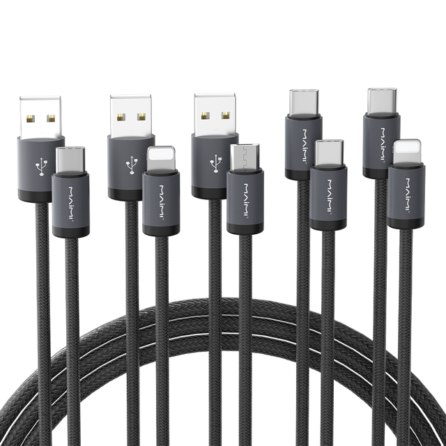 Maimi 2M Wholesale Nylon Braided Charger Cord Mobile Phone Cables Fast Charging Micro Fast Charge Usb Type c Pd Data Cable