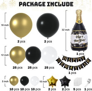 Guirlande Arc Kit Bonne Année Bannière Noir Or Blanc Feuille Ballons Pour <span class=keywords><strong>2023</strong></span> Nouvel An Graduation Party Ballons Décorations - Product Image 2