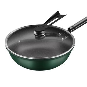 Wok antiadherente de piedra Maifan de 32 cm con tapa para cocinas de inducción y gas, sartén para cocinar en el hogar - Product Image 1