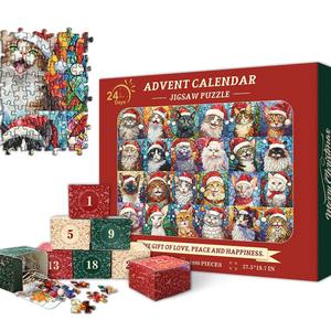 Popular Feliz Navidad gatos Calendario <span class=keywords><strong>de</strong></span> Adviento rompecabezas 10.000 <span class=keywords><strong>piezas</strong></span> Super suave felpa baja MOQ gran oferta caja ciega <span class=keywords><strong>de</strong></span> Navidad - Product Image 1