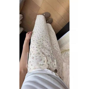 2025 primavera otoño americano Retro Floral albaricoque de cintura alta para mujer Pantalones rectos informales adelgazantes pantalones vaqueros finos de pierna ancha - Product Image 5