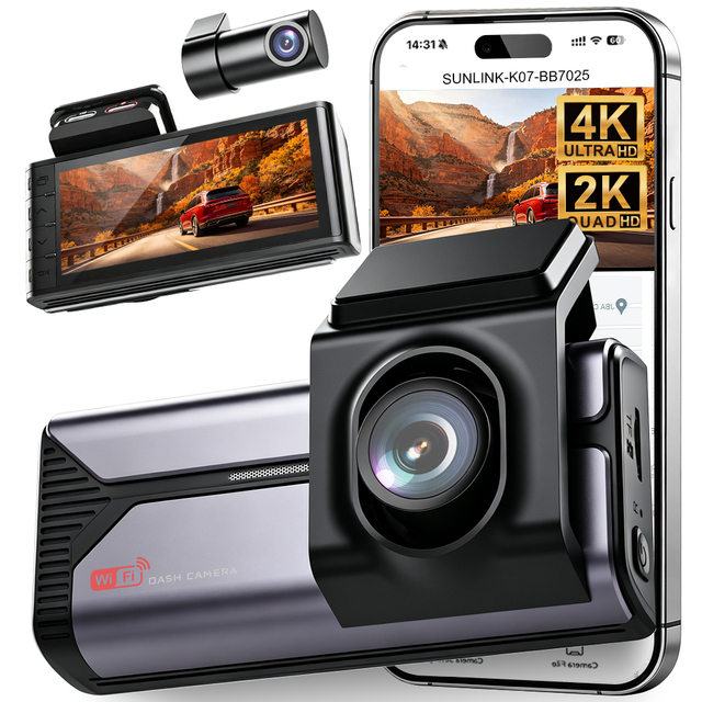 4K+2K(ETH) Dual Lens Dash Camera Starvis G-Sensor 3.69inch IPS Screen Video Recorder Support WiFi/GPS Car Black Box Dashcam