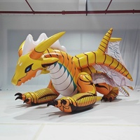 Dragon occidental gonflable multi-queues au savoir-faire complexe, Dragon gonflable Fursona en fourrure avec ailes pour collection et exposition