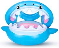 Flotteur de piscine gonflable personnalisé en usine avec pare-soleil pour enfants, bateau flottant gonflable portable en forme de requin