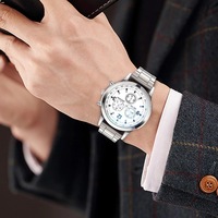 Montre à quartz pour homme, bracelet en acier inoxydable, verre anti-lumière bleue coloré, trois aiguilles, écologique, vente directe usine, cadeau idéal