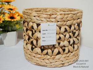 Poubelle en jacinthe d'eau Panier de rangement rond naturel Poubelle de recyclage tissée Offre Spéciale du Vietnam - Product Image 6