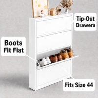 Lemari Sepatu Modern Ultra Tipis 10cm Tinggi Dapat Disesuaikan Rak Tipis Peredam Suara Penahan Magnetik Penghenti Sepatu Penyimpanan Sepatu Bot untuk Pintu Masuk
