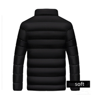Manteau de mode homme hiver en gros à manches longues col montant garder au chaud simple couleur unie veste en coton pour hommes vêtements