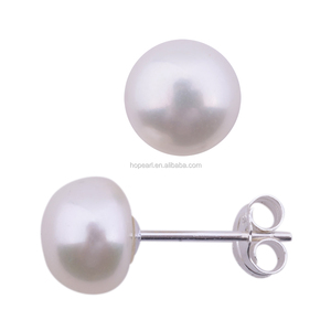 FPE79 Semplice di Stile 8-9mm Button D'acqua Dolce Perle Coltivate 925 Sterling Silver <span class=keywords><strong>Orecchini</strong></span> Della Vite Prigioniera - Product Image 2
