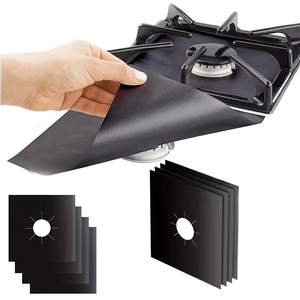 27X27cm antiadhésif épais PTFE cuisinière à gaz brûleur couverture facile à nettoyer réutilisable <span class=keywords><strong>lavable</strong></span> cuisinière haut protecteur bambou charbon de bois Barbecue - Product Image 1