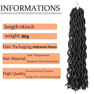 Extensiones de Cabello Sintético de Ganchillo Goddess Faux Locs de 14 Pulgadas y 80g, <span class=keywords><strong>Trenzas</strong></span> Onduladas Gypsy Locs, Extensiones de Cabello para <span class=keywords><strong>Trenzas</strong></span> <span class=keywords><strong>Africanas</strong></span> - Product Image 3