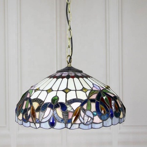 Lámpara Colgante Tiffany LongHuiJing de 2 Luces y 16 Pulgadas de Ancho con Vidrio de Colores - Product Image 4