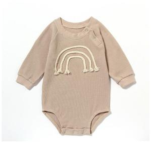 Vêtements pour bébé de 0 à 3 mois Combinaison en tricot gaufré pour nouveau-né Combinaison à manches longues arc-en-ciel Vêtements pour enfants - Product Image 2