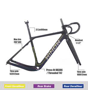 Fabrik preis XS/S/<span class=keywords><strong>M</strong></span>/L/XL Gabel versatz 50mm Sattelstütze 27,2mm Carbon Kies Scheiben brems rahmenset Zum Fahren - Product Image 6