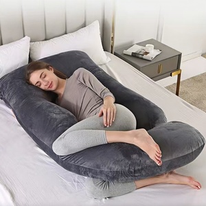 Almohada de Embarazo Tipo J de Terciopelo Cristalino, Desmontable, Plegable, Lavable, Soporte Abdominal, Almohada <span class=keywords><strong>para</strong></span> Futura Mamá - Product Image 5