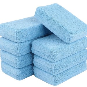 Tampon applicateur en microfibre bleu ciel 10x10 cm pour le nettoyage et le cirage des voitures - Product Image 1