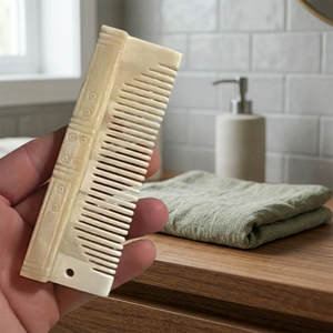 Peine de Hueso Natural de Marfil con Forma Antigua Pulida, Imitación Ecológica, Temática Animal, Coleccionable, Duradero, Blanco, para el Cuidado del Cabello - Product Image 3