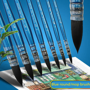 Master Art Professional <span class=keywords><strong>Pinceau</strong></span> à cheveux en nylon sans distorsion avec manche en bois bleu 7 tailles pour la <span class=keywords><strong>peinture</strong></span> aquarelle - Product Image 2