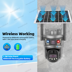Hongglobal 9mp không dây 4G panel năng lượng mặt trời PTZ surveil CCTV Camera 10x Zoom 3 ống kính V380 <span class=keywords><strong>Pro</strong></span> 4G Sim thẻ an ninh ngoài trời năng lượng mặt trời máy ảnh - Product Image 4