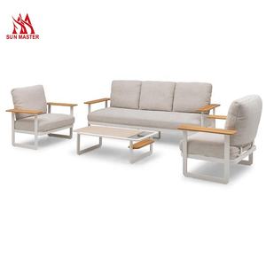 Lujo Moderno Patio Muebles Hotel Jardín Salón Juegos Sofás de aluminio Impermeable al aire libre de madera de teca Sofá Set - Product Image 2