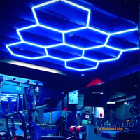 Plafonnier LED Hexagonal Design Géométrique Nordique pour Chambre à Coucher Créative Rgb Scène Musique Son Lumières