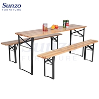 Vente en gros table de ferme pliante en métal table rectangulaire en bois pieds pliants en métal