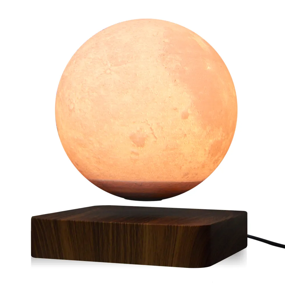 Bombilla LED de mesa creativa, luz flotante de grano de madera, lámpara de levitación magnética, novedad de 2023