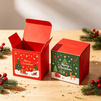 Boîte cadeau de Noël pliable en carton décoratif, emballage pour petits cadeaux et bonbons, impression personnalisée, logo OEM