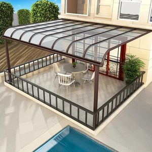 Tettoia per Balcone Esterno, Riparo dalla Pioggia, Copertura per Patio Impermeabile, Tettoia in Alluminio con Pali, Tettoia con Tetto in Policarbonato - Product Image 1