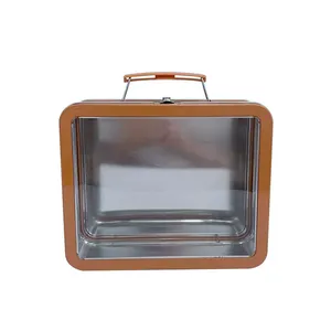 Bán Sỉ Tùy Chỉnh Xách Tay <span class=keywords><strong>Tin</strong></span> Hộp Ăn Trưa Lưu Trữ Hình Chữ Nhật Kim Loại Hộp Thiếc <span class=keywords><strong>PVC</strong></span> Cửa Sổ Nắp Xử Lý Hộp Cho Kid Đóng Gói Quà Tặng - Product Image 2