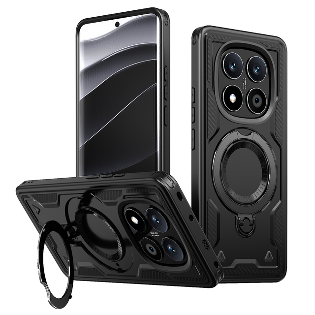 Hybrid Protective Mobile Phone Case for Redmi 14 NOTE 14 PRO 360° Rotating Kickstand Shockproof TPU+PC Anti-Scratch Cover Phone