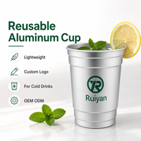 Gobelet en aluminium réutilisable, léger, en métal, avec logo personnalisé pour la bière, les sodas, les jus et les boissons froides