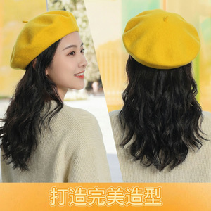 French Wool Beret For Women Winter Solid Color English Style Breathable Hat - Product Image 2
