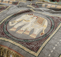 Couverture en gaze de coton douce à franges haute définition - Imprimé animalier style européen pour usage domestique toutes saisons