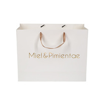 Sac en papier personnalisé de luxe avec logo en feuille d'or, mat, gaufré, laminé, grand, moyen, blanc, solide, pour magasin de vêtements, sac de shopping