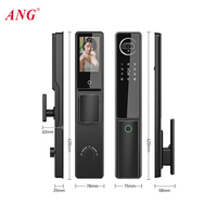 Cerradura de Puerta con Reconocimiento Facial y Huella Dactilar, Pantalla HD, Ttlock Wifi, Cámara de Ojo de Gato, Contraseña, Cerraduras Electrónicas con Sensor de Venas de la Palma