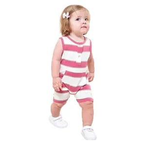 Hoge Kwaliteit Op Maat Mouwloze Jumpsuit Voor Pasgeboren Baby Zachte Stof Unisex Baby Rompertjes