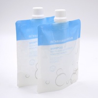 Pochette souple personnalisée avec bec verseur, anti-fuite, rechargeable, autoportante pour shampoing, gel douche, lotion, avec bouchon à vis