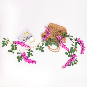 Fleurs artificielles de glycine Tsunemi, fausses vignes décoratives, guirlandes de fleurs en plastique suspendues au plafond, style campagnard minimaliste - Product Image 2