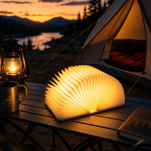 Lampe de lecture LED créative en bois, personnalisable et gravable, pliable à 360°, veilleuse sans fil à piles pour chambre à coucher - Product Image 1