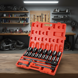 Juego de 22 piezas de llaves de impacto profundas de 3/4 pulgadas con mango de trinquete y adaptadores, medidas SAE - Product Image 2