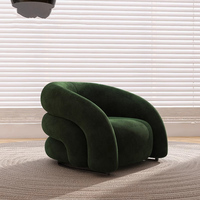 Fauteuil d'appoint moderne style nuage, fauteuil de loisirs incurvé et rembourré avec structure robuste en bois massif pour salon et chambre à coucher