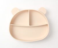 Assiette à ventouse pour bébé en silicone de qualité alimentaire, motif dessin animé, design moderne, écologique, avec compartiments, pour la diversification alimentaire des tout-petits (ODM/OEM)