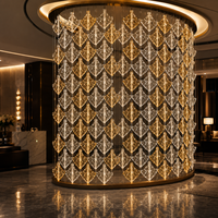 Paravent modulaire en verre en forme d'éventail de luxe, panneaux de verre connectés pour la décoration artistique des halls d'hôtels et des restaurants