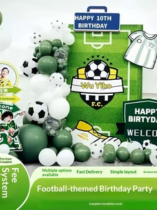 Decoración de Cumpleaños con Temática de Fútbol, Panel de Pared de KT con Patrón Hexagonal, Texto de Feliz Cumpleaños para el Décimo Cumpleaños de un Niño - Product Image 2
